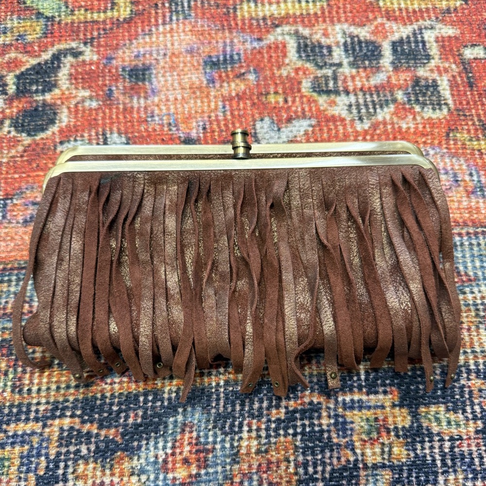 HOBO Lauren Fringe Leather Clutch-Wallet.